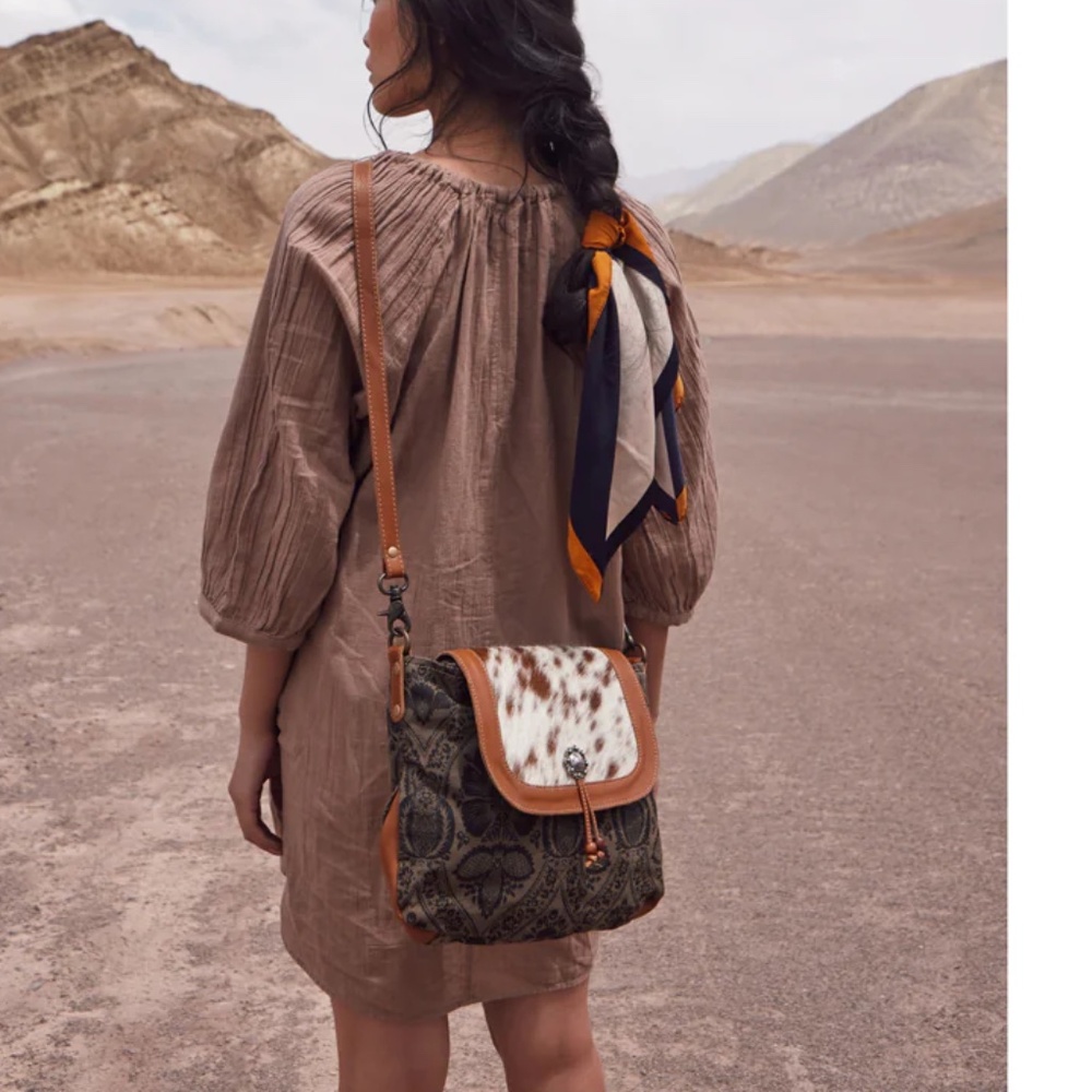 NWT Myra Bag Leather Cowhide Canvas Crossbody Bag